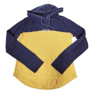 Hollister Womens Sz S ? Pullover Sweatshirt Hoodie Sweater Yellow Blue Knit